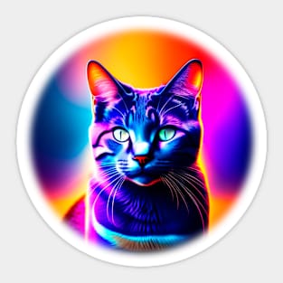 Galaxy Black Cat Coloful Sticker